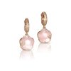 Petit Joli Lunaire Earrings in 18K Rose Gold with Pink Chalcedony, White Moonstone, White and Champagne Diamonds