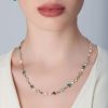 Серьги Figlia dei Fiori из 18-каратного розового золота с зеленым агатом, белым лунным камнем, малахитом, хризопразом и зеленым