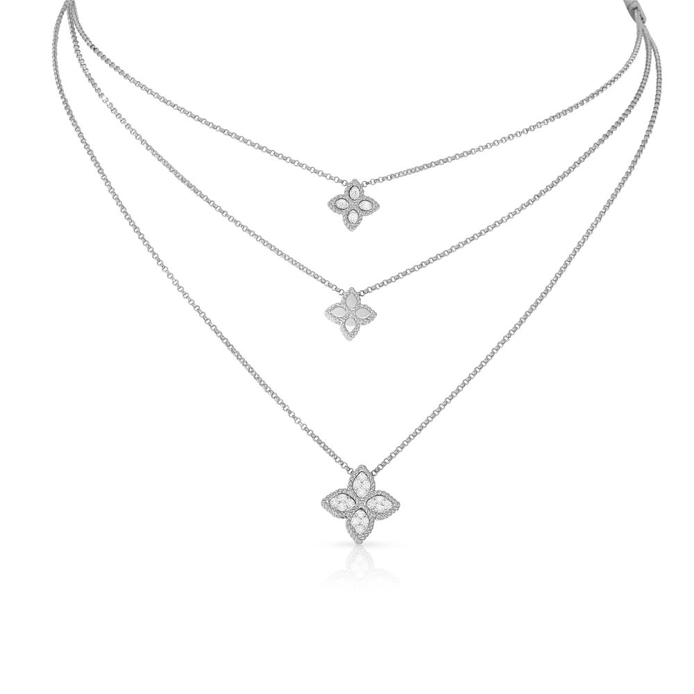 Колье Princess Flower из белого золота 18 карат с бриллиантами и рубином.