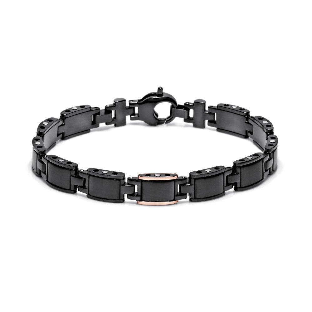 Браслет Black One из 18-каратного розового золота с нержавеющей сталью, черным PVD-покрытием и бриллиантами.