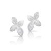Giardini Segreti Earrings in 18k White Gold with Diamonds, Small Flower