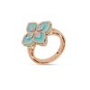 Princess Flower Ring in 18k Rose and White Gold with Turquoise, Diamonds and Ruby