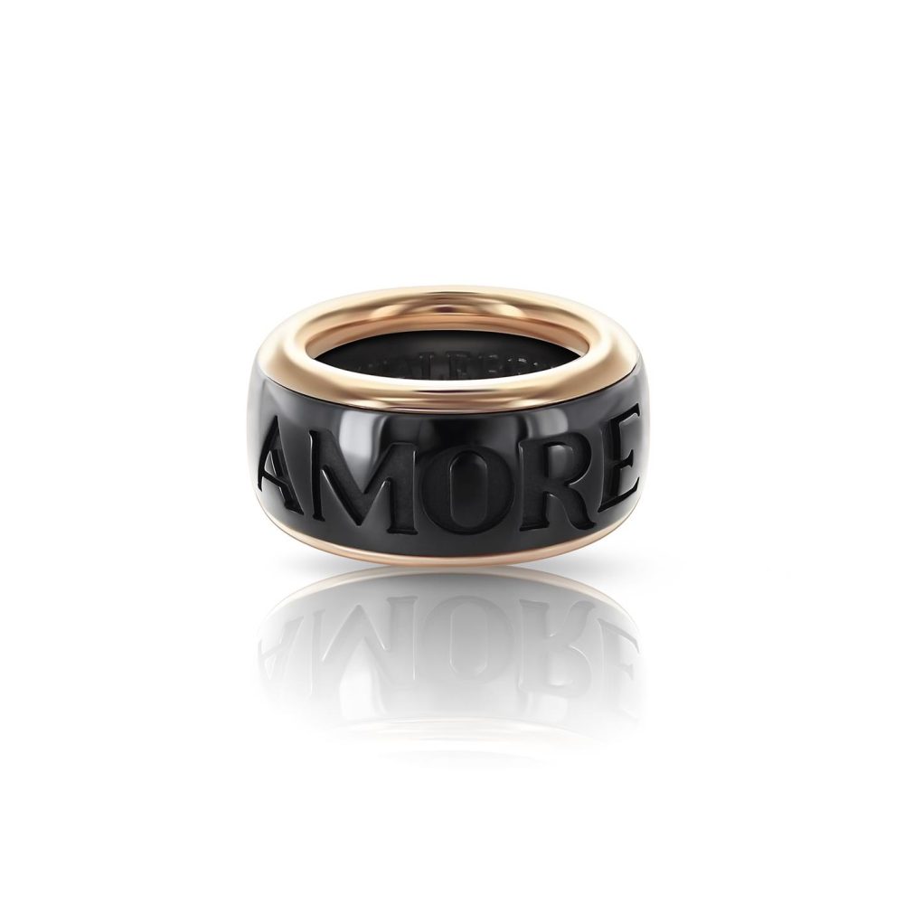 Amore Ring in 18k Rose Gold with Onyx