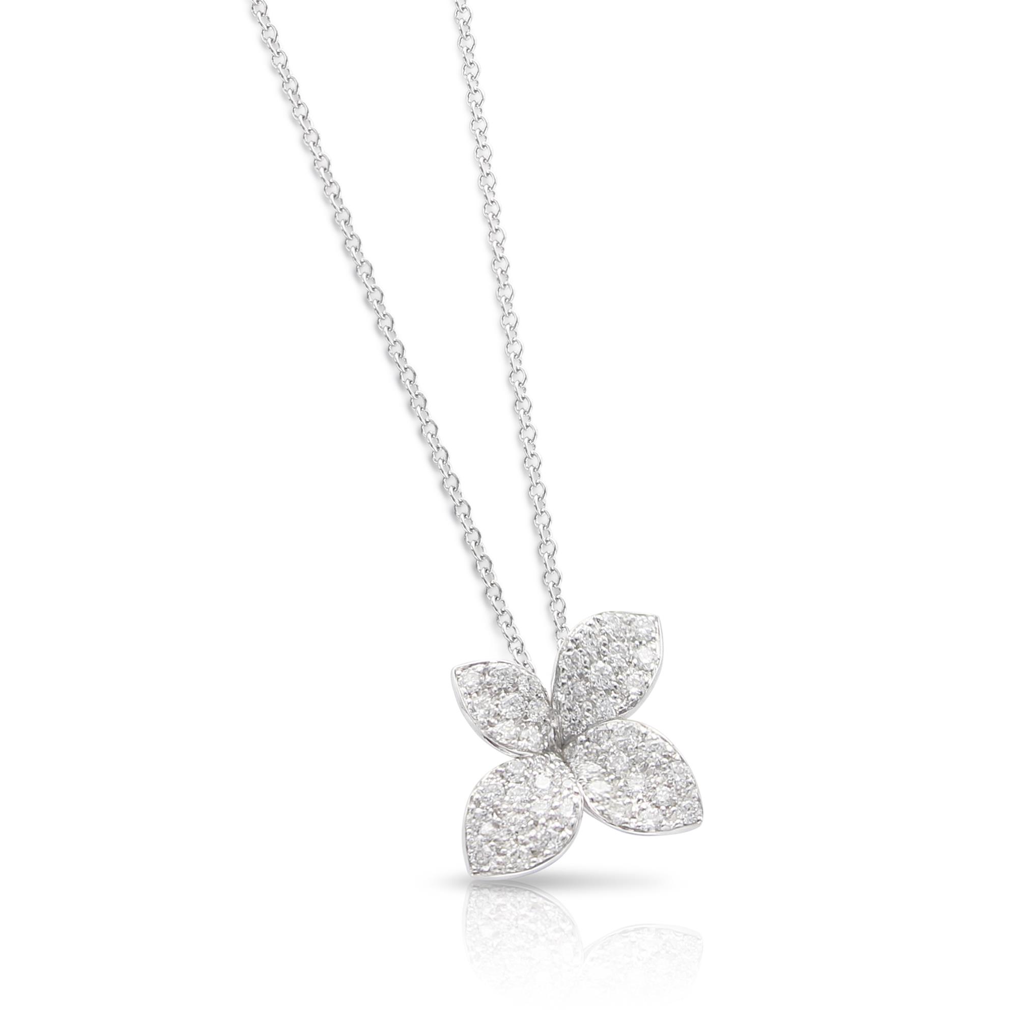 Petit Garden Necklace in 18k White Gold with Diamonds, Small Flower. Petit Garden Necklace in 18k White Gold with Diamonds, Small Flower.