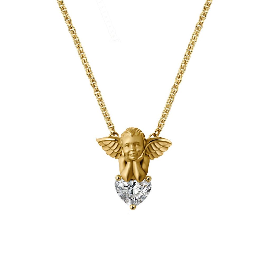 Solitario My Angel Necklace in 18k Yellow Gold with Diamonds.