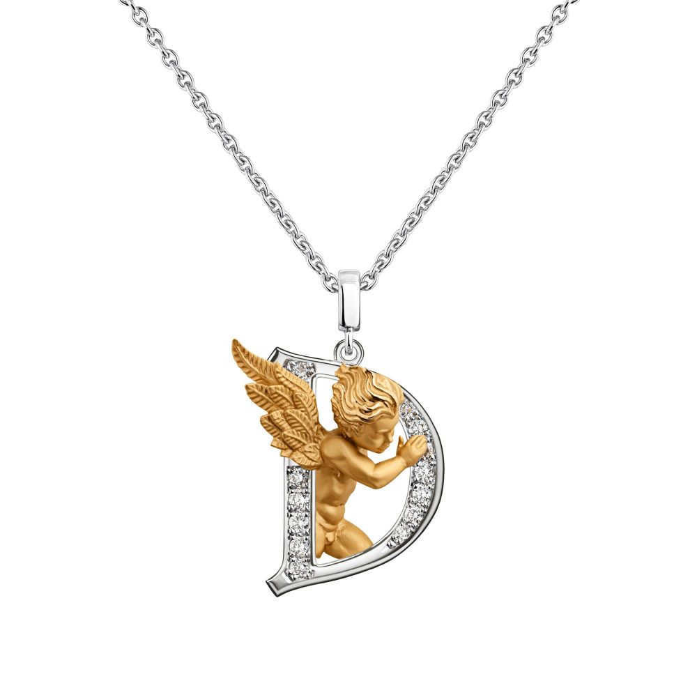 My Angel D Κολιέ σε 18k Κίτρινο και Λευκό Χρυσό με Διαμάντια.