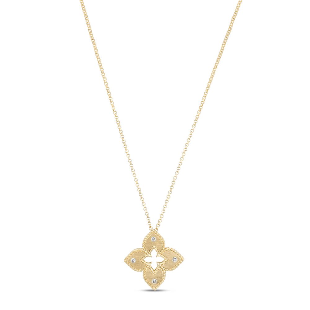 Venetian Princess Necklace in 18k Yellow Gold with Diamonds and Ruby.