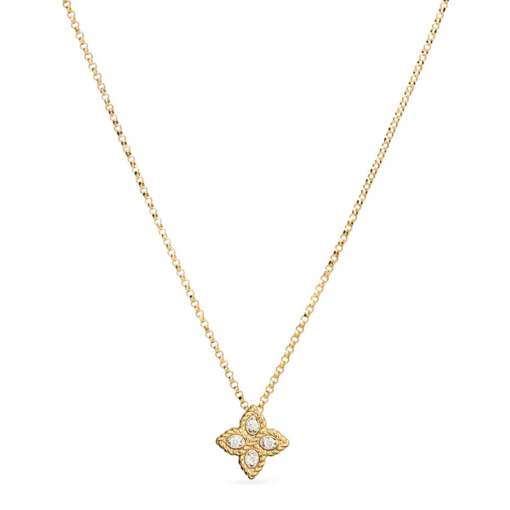 Princess Flower Necklace in 18K Yellow and White Gold with Diamonds and Ruby Princess Flower Necklace in 18K Yellow and White Gold with Diamonds and Ruby