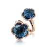 Bon Ton Ring in 18k Rose Gold with London Blue Topaz and Diamonds