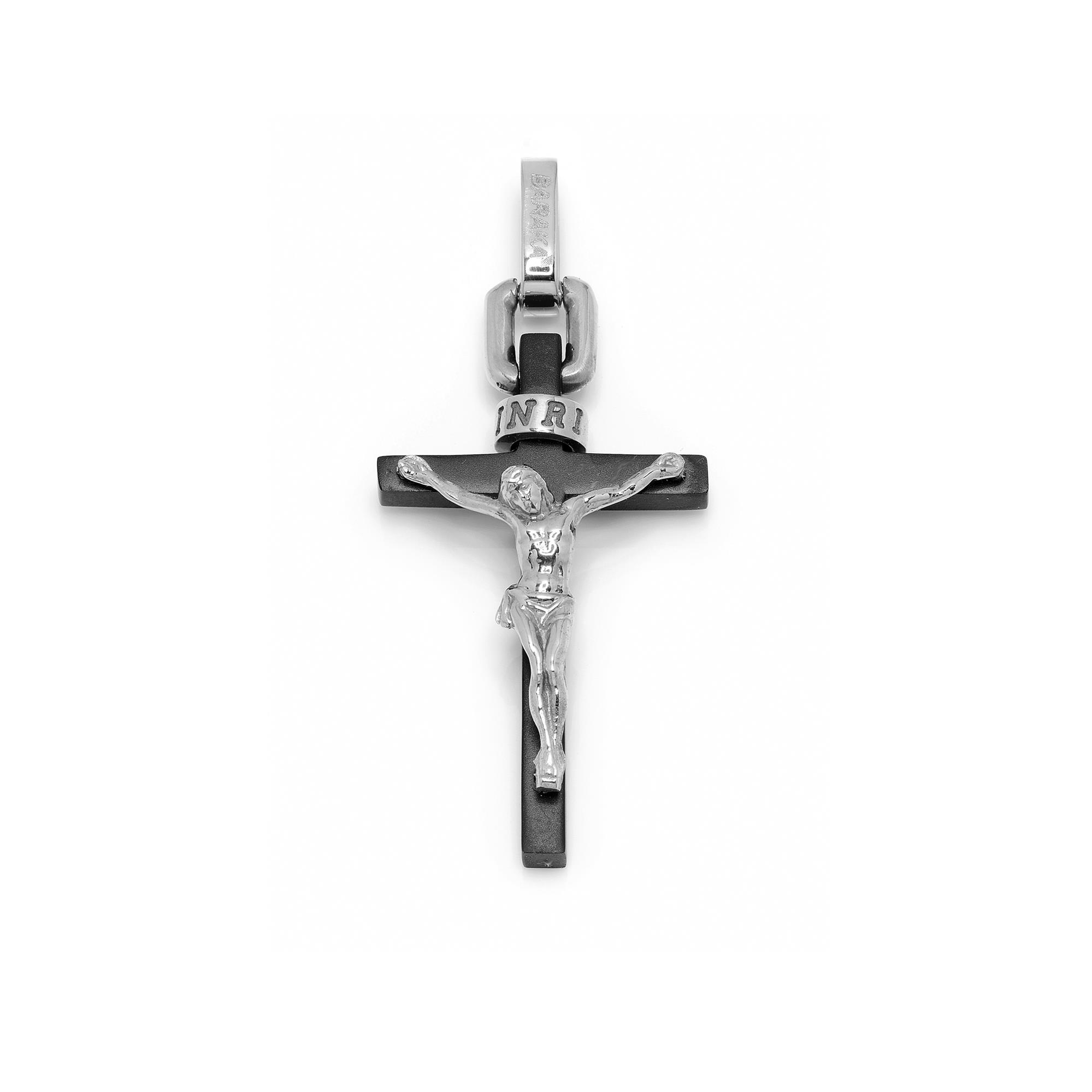Cyborg Cross in 18K White Gold with Stainless Steel and Black PVD
