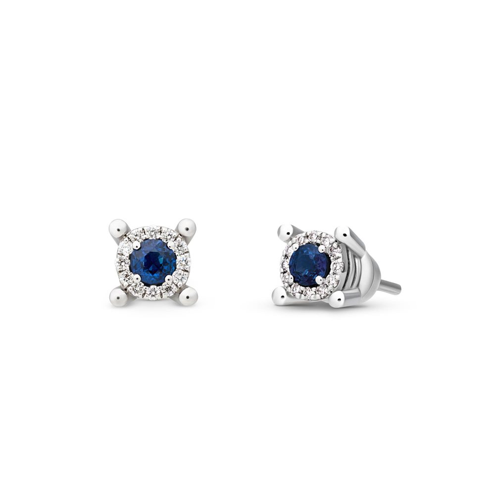 Ulysses Earrings in 18K White Gold with Diamonds and Sapphires