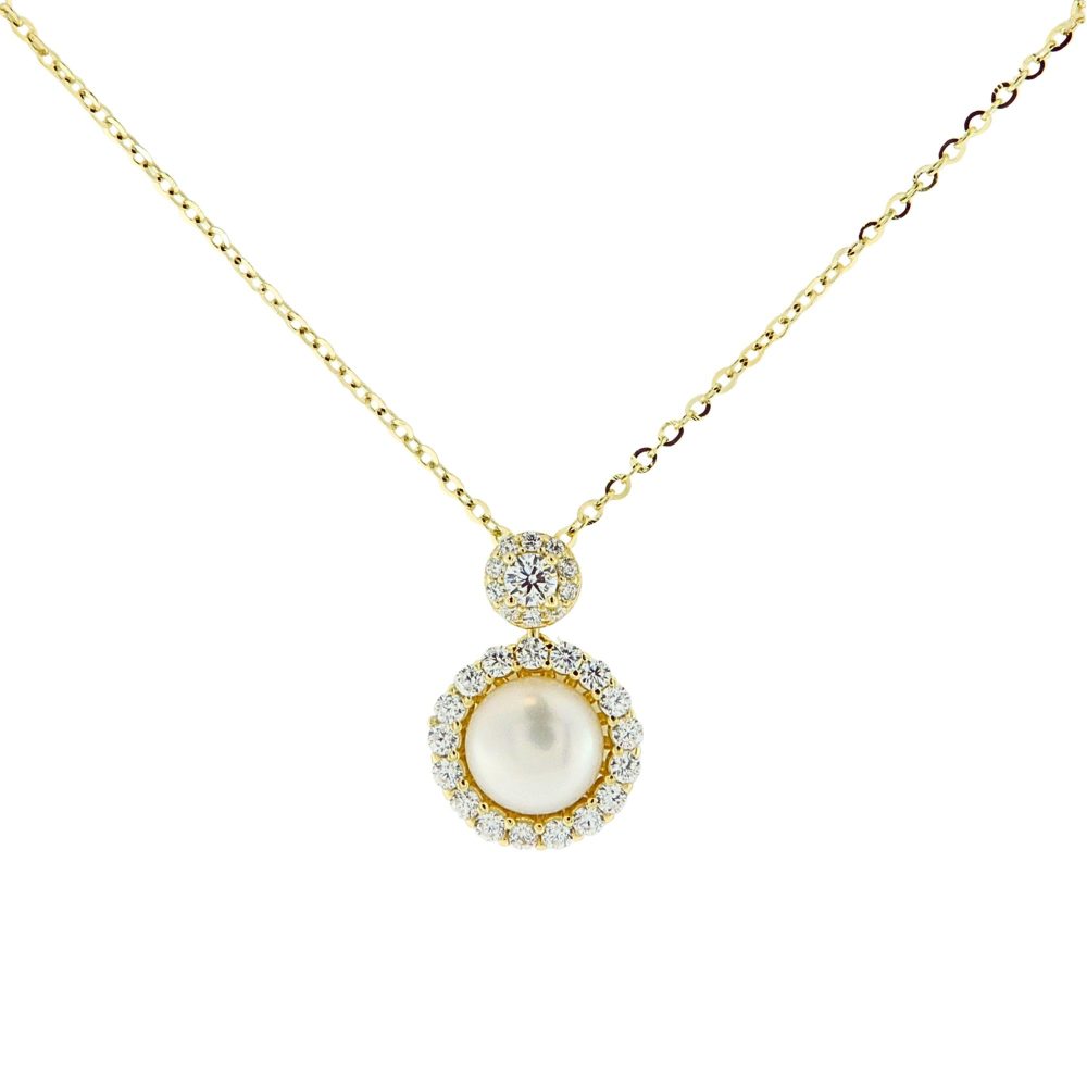 Ulysses Silver Necklace in Silver 925 with Pearl and Zircon 44cm