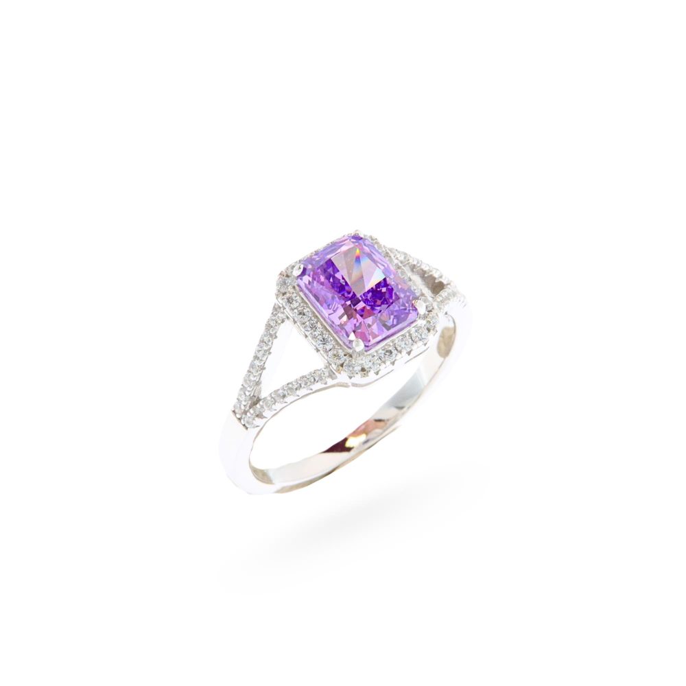 Ulysses Silver Ring in Silver 925 with Mauve Zircon 15mm
