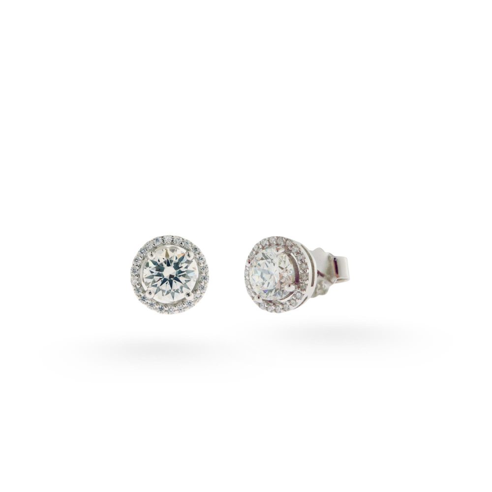 Ulysses Silver Earrings in Silver 925 with White Zircon 1cm