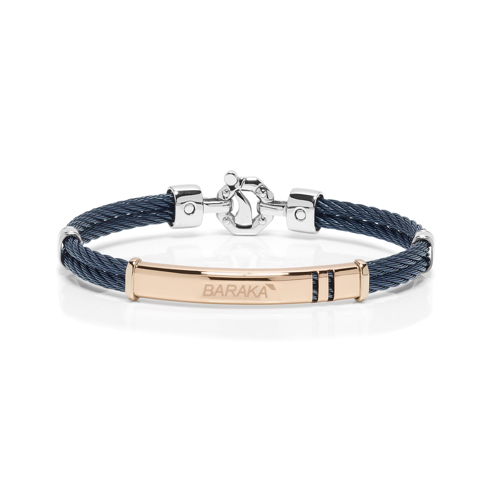 316L Bracelet in 18K Rose Gold with Stainless Steel, Blue PVD and Diamond 316L Bracelet in 18K Rose Gold with Stainless Steel, Blue PVD and Diamond