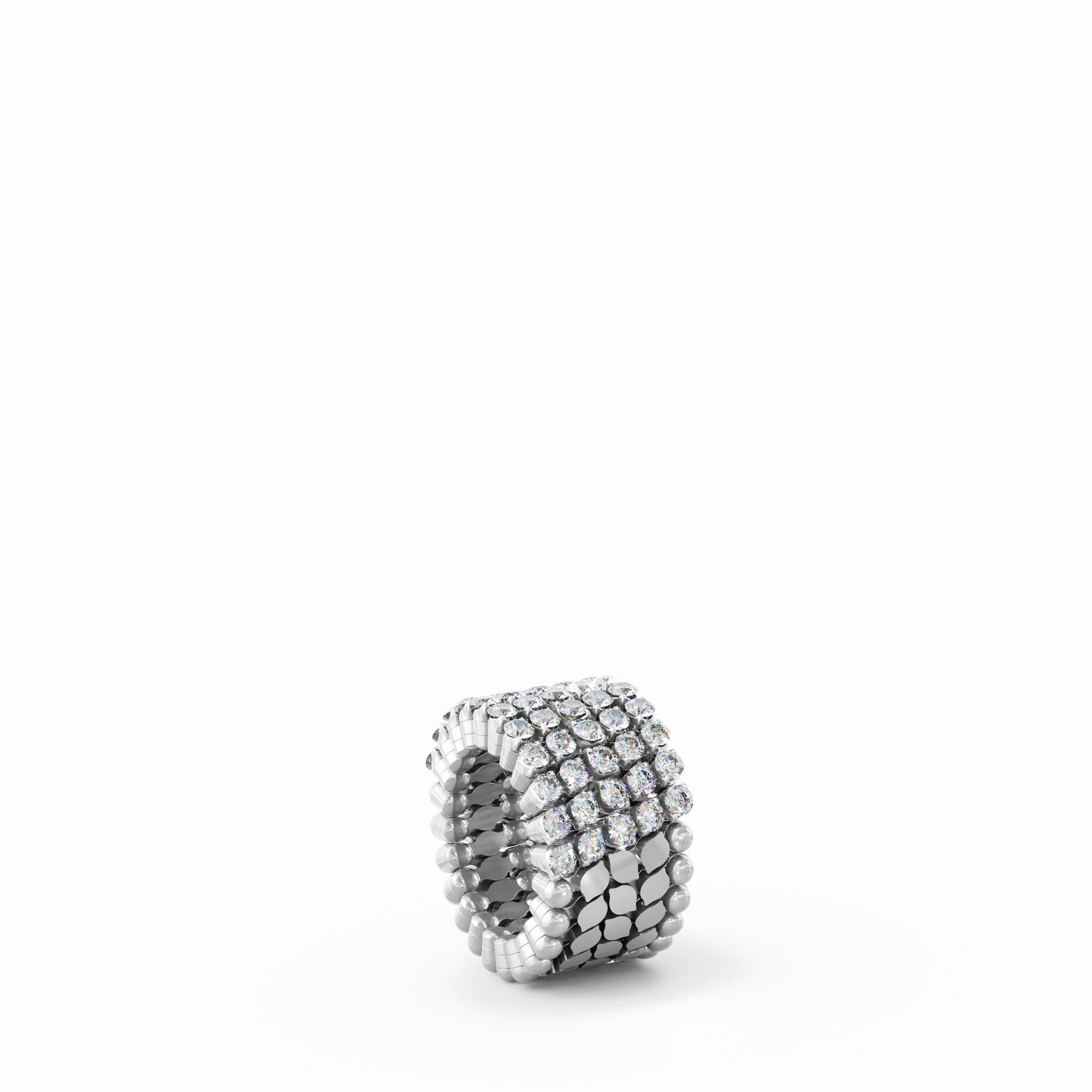 Ring Bracelet, 5 Rows in 18K White Gold with Diamonds Ring Bracelet, 5 Rows in 18K White Gold with Diamonds