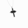 Cross Multi Size, 3 Rows in 18K White Gold with Black Diamonds
