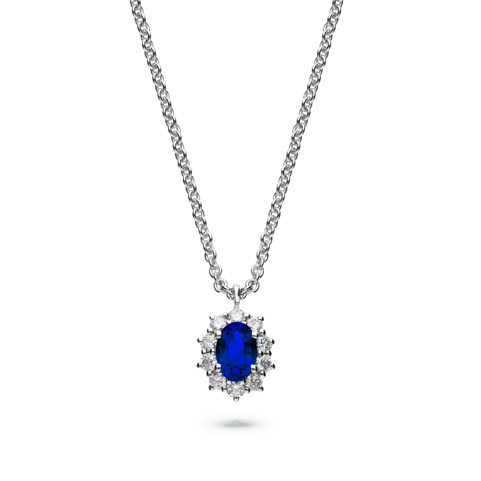 Colore Necklace in 18K White Gold with Diamonds and Sapphires Colore Necklace in 18K White Gold with Diamonds and Sapphires