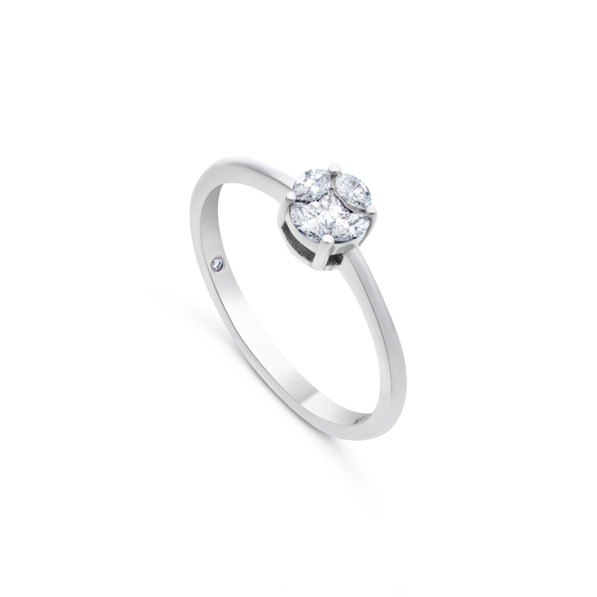 Ulysses Solitaire Ring in 18K White Gold with Diamonds 14mm
