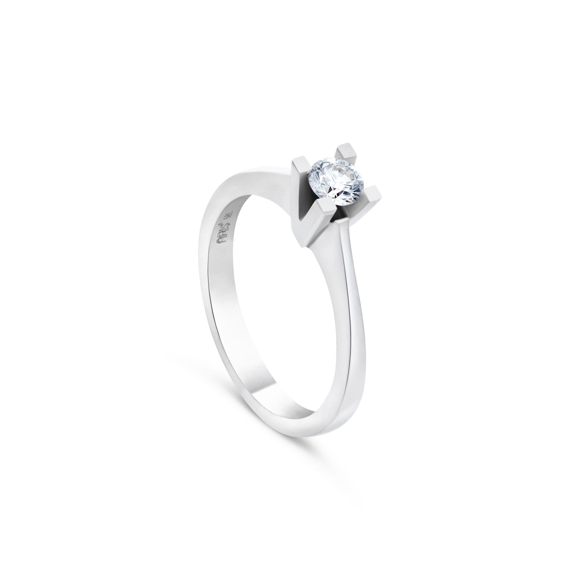 Ulysses Solitaire Ring in 14K White Gold with Diamonds 12mm