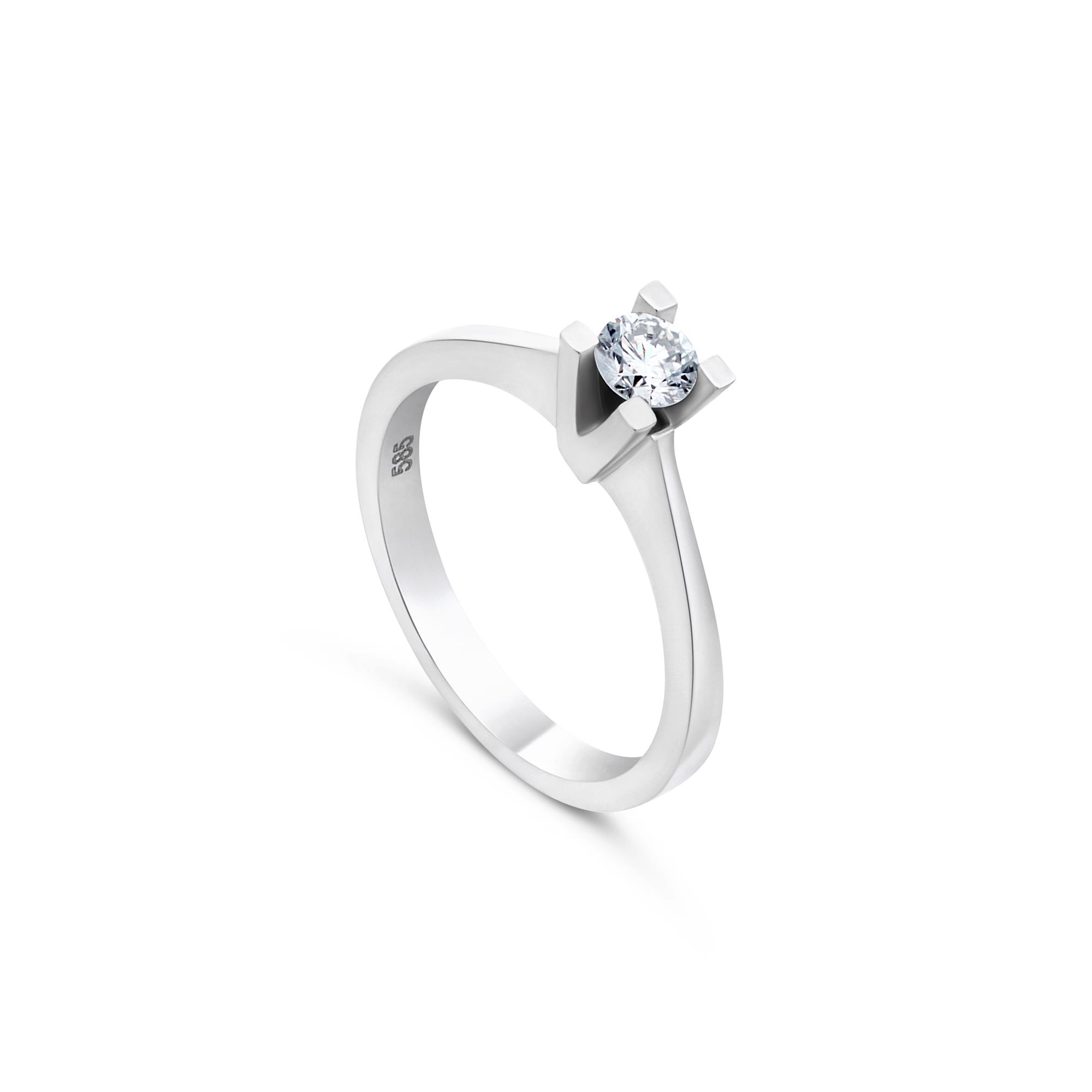 Ulysses Solitaire Ring in 14K White Gold with Diamonds 11.5mm