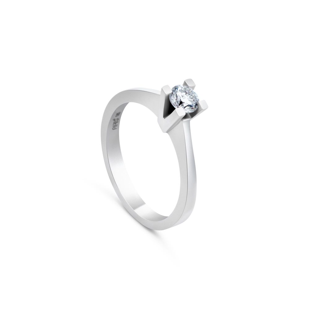 Ulysses Solitaire Ring in 14K White Gold with Diamonds 11.5mm