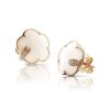 Petit Joli Earrings in 18k Rose Gold with White Agate and Diamonds.