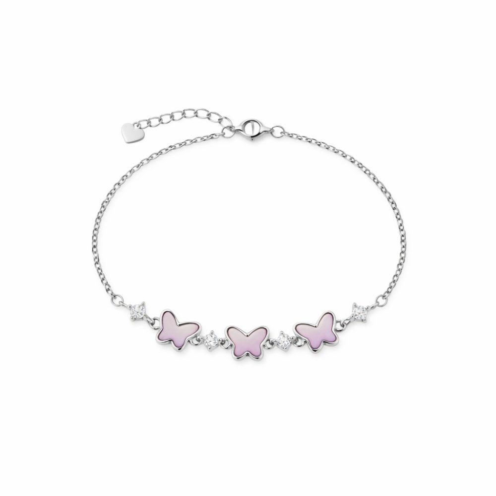 Ulysses Silver Βραχιόλι σε Ασήμι 925 με Ροζ Σμάλτο 20cm