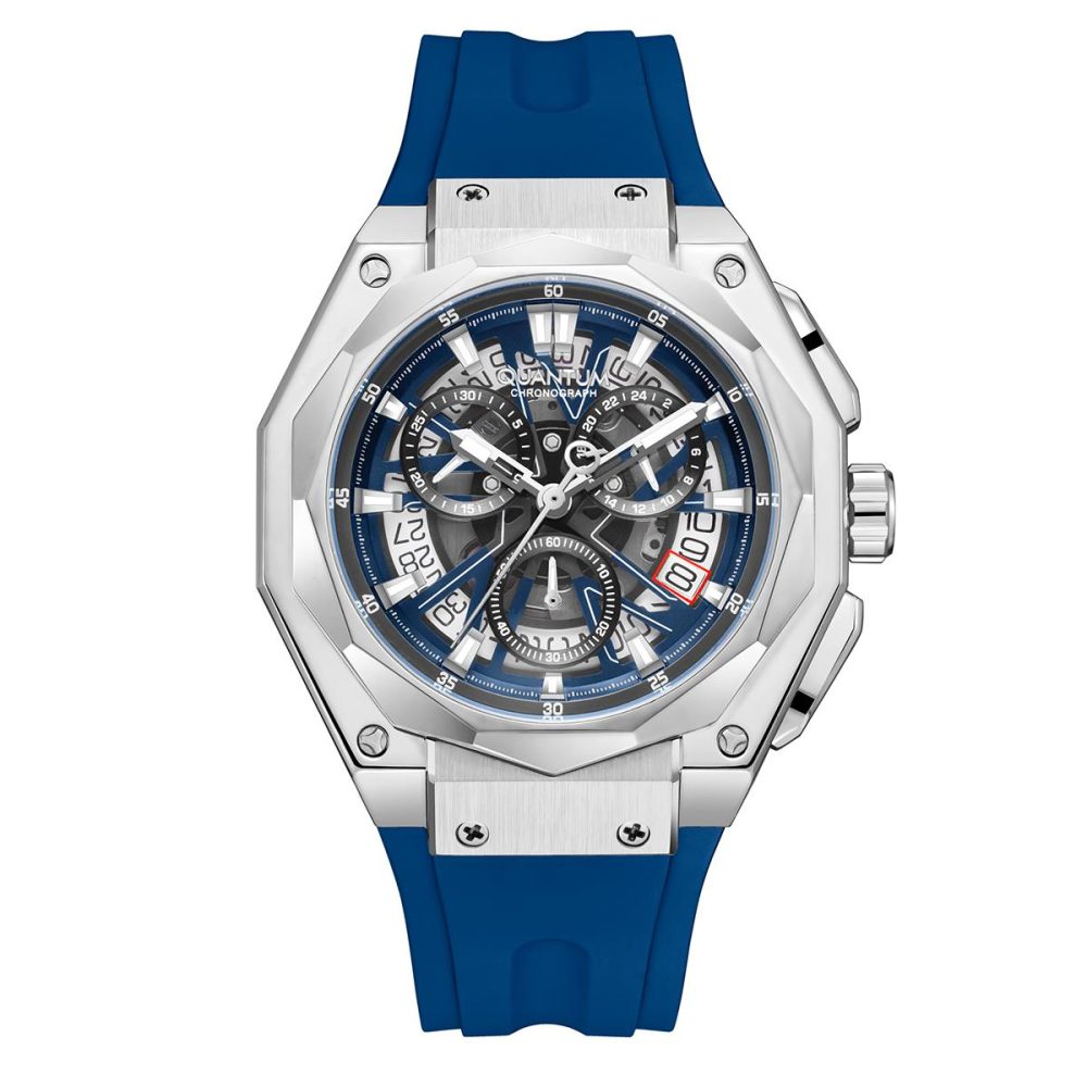 Quantum Hunter Αναλογικό Ρολόι, Χρονογράφος σε Ανοξείδωτο Ατσάλι Με Λουράκι Σιλικόνης 47 mm