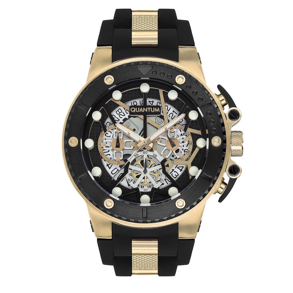 Quantum Hunter Αναλογικό Ρολόι,Χρονογράφος σε Ανοξείδωτο Ατσάλι Με Λουράκι Σιλικόνης 50 mm