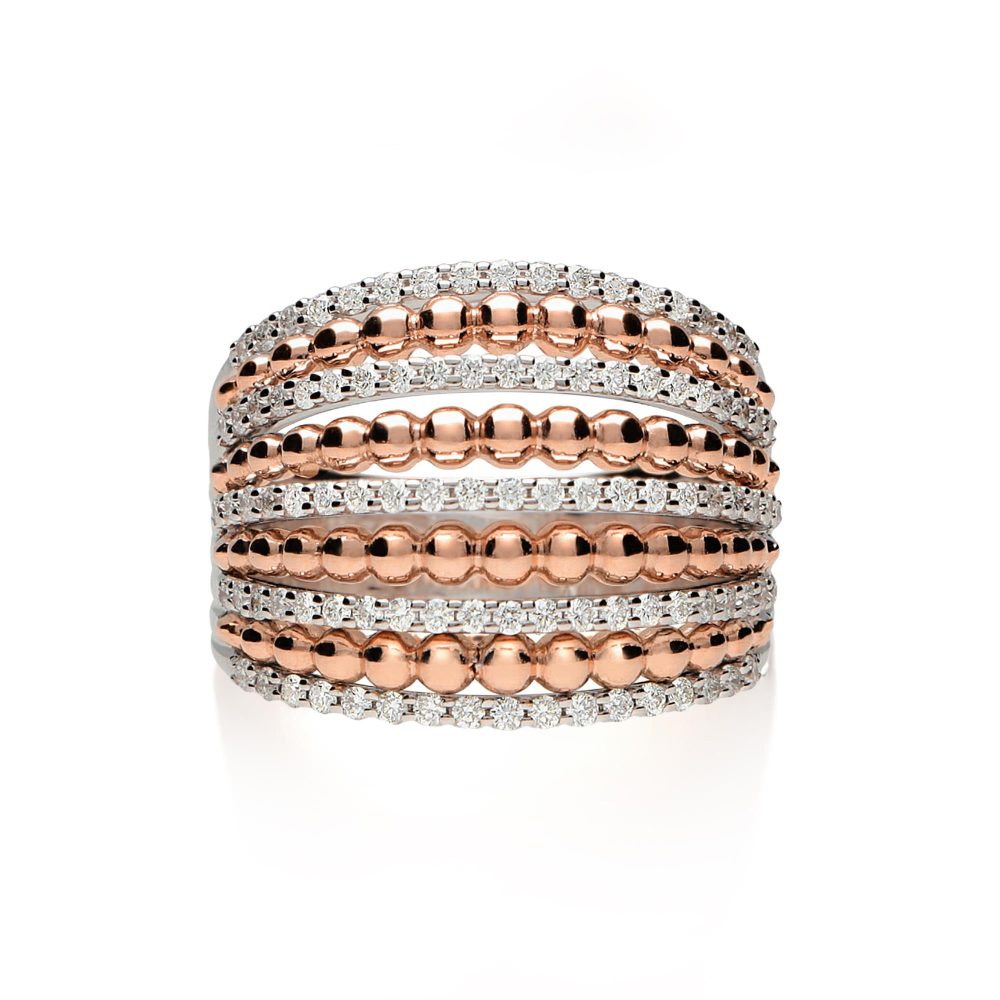 Waves Ring in 18K White and Rose Gold with Diamonds
