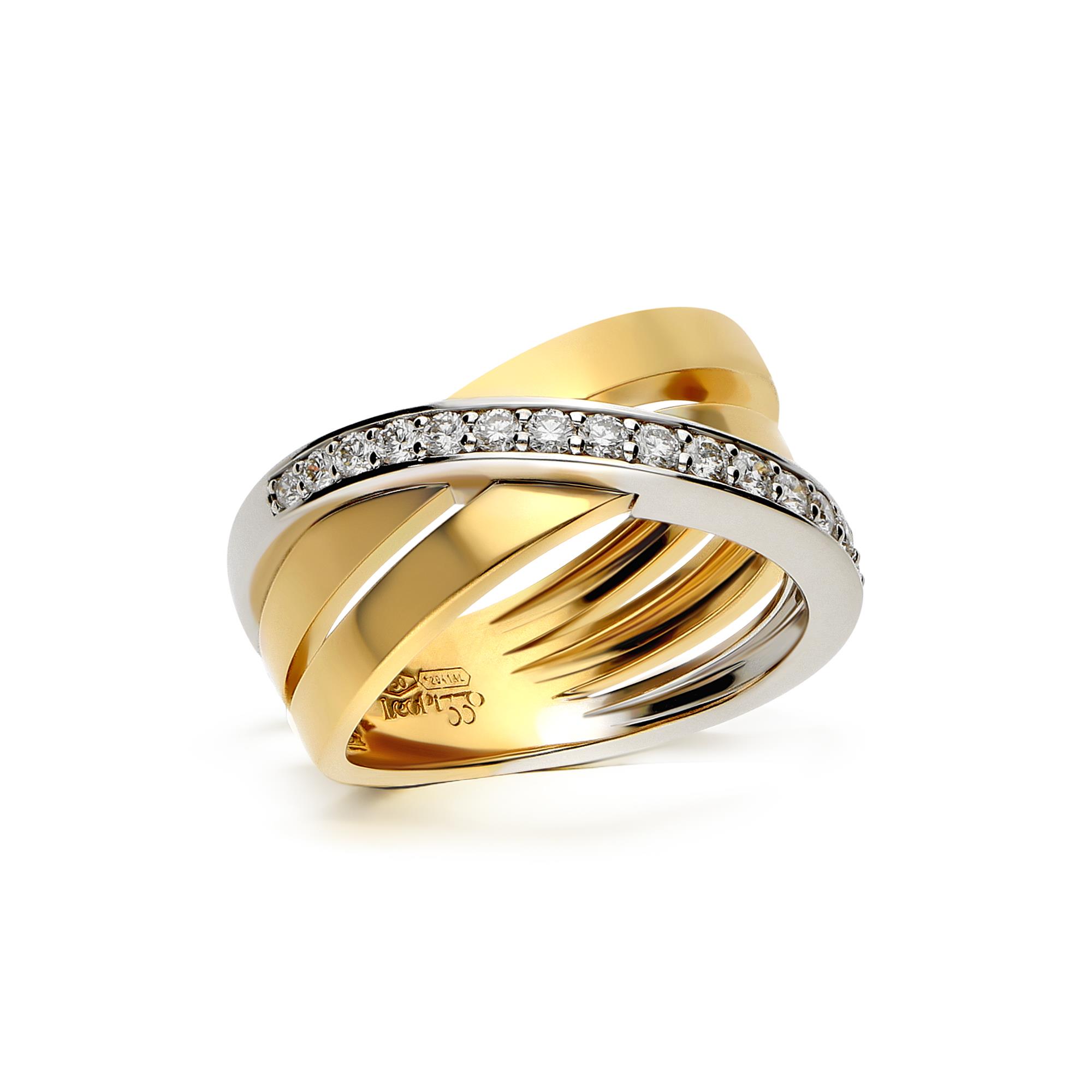 Waves Ring in 18K White and Yellow Gold with Diamonds