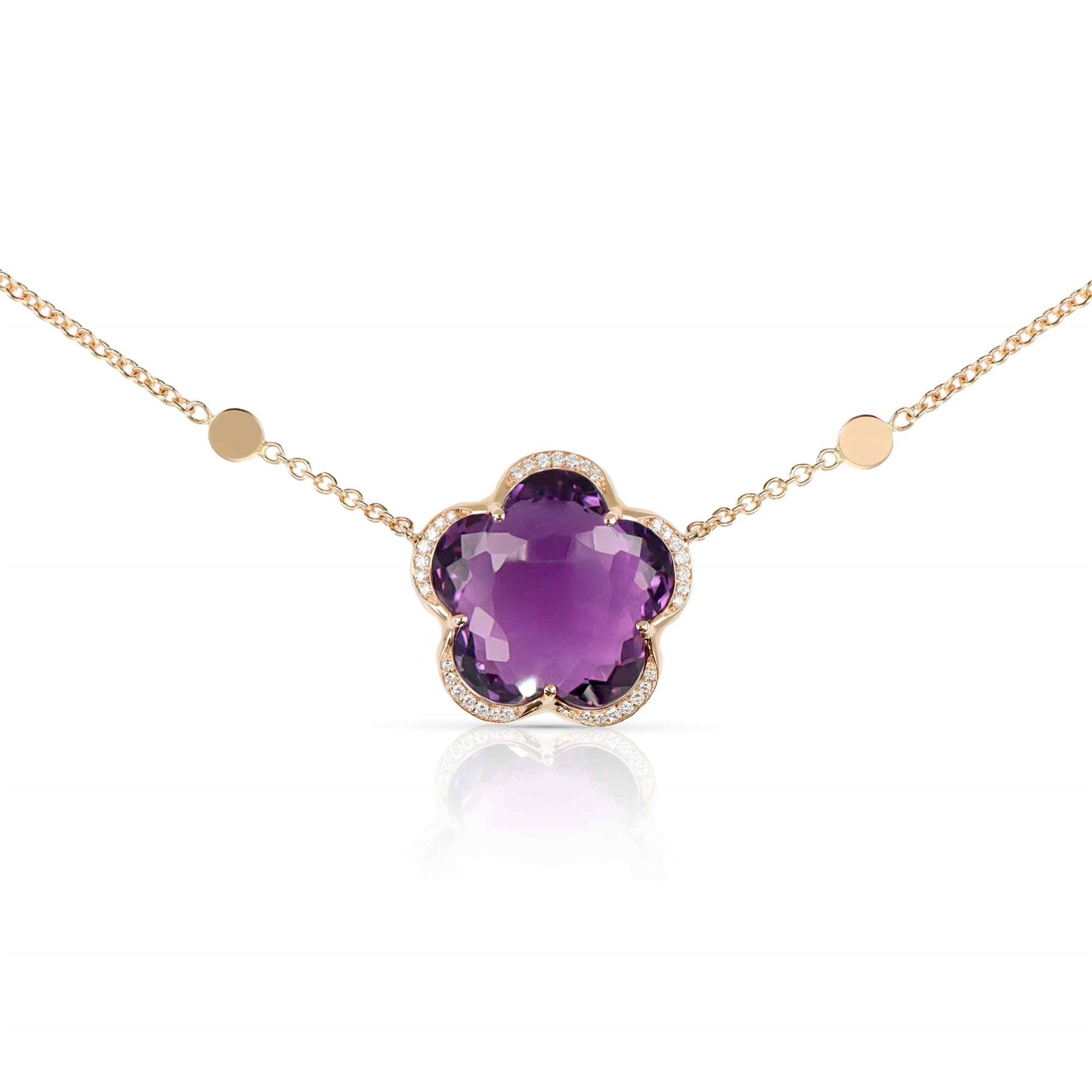 Bon Ton Necklace in 18k Rose Gold with Amethyst and Diamonds