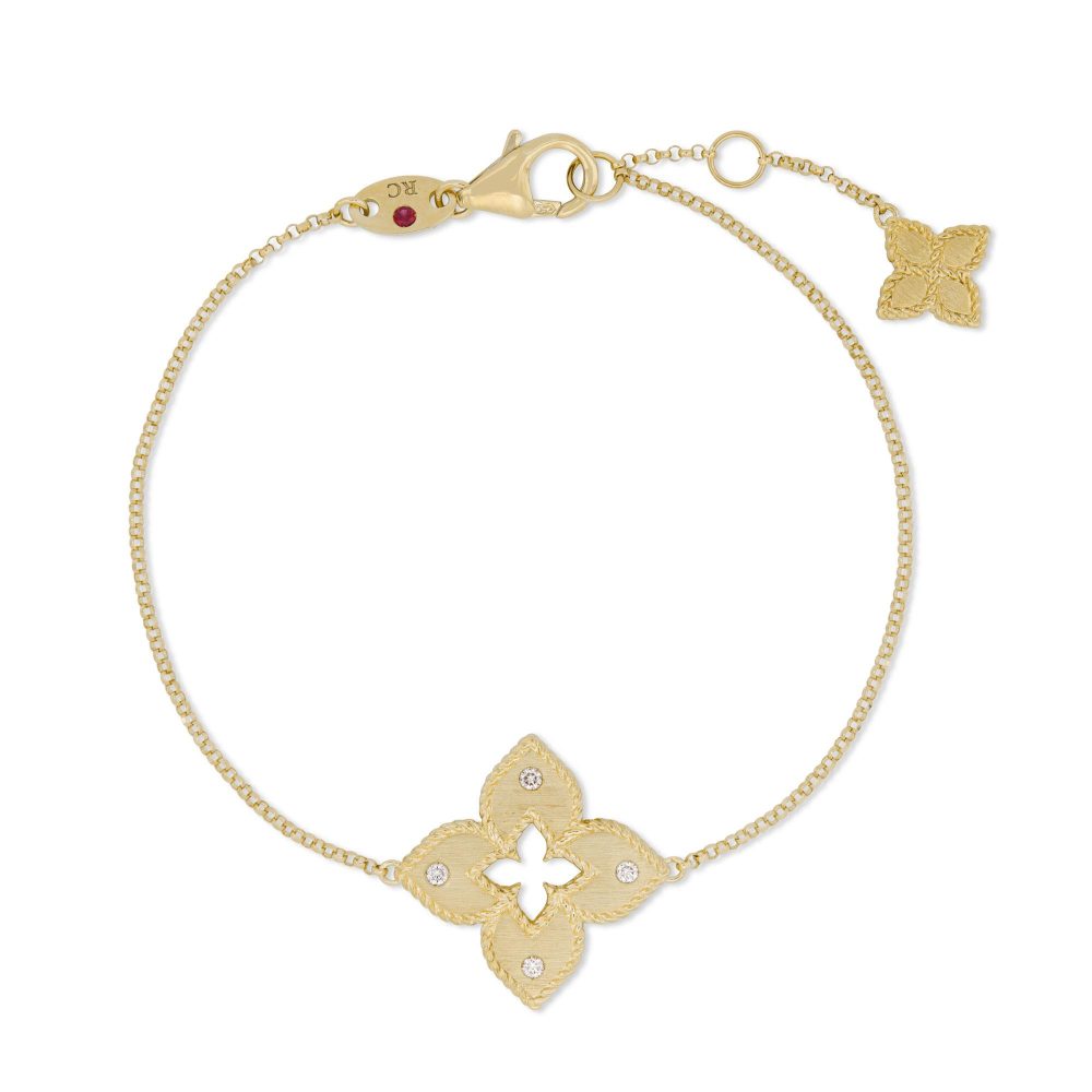 Venetian Princess Bracelet in 18k Yellow Gold with Diamonds and Ruby.