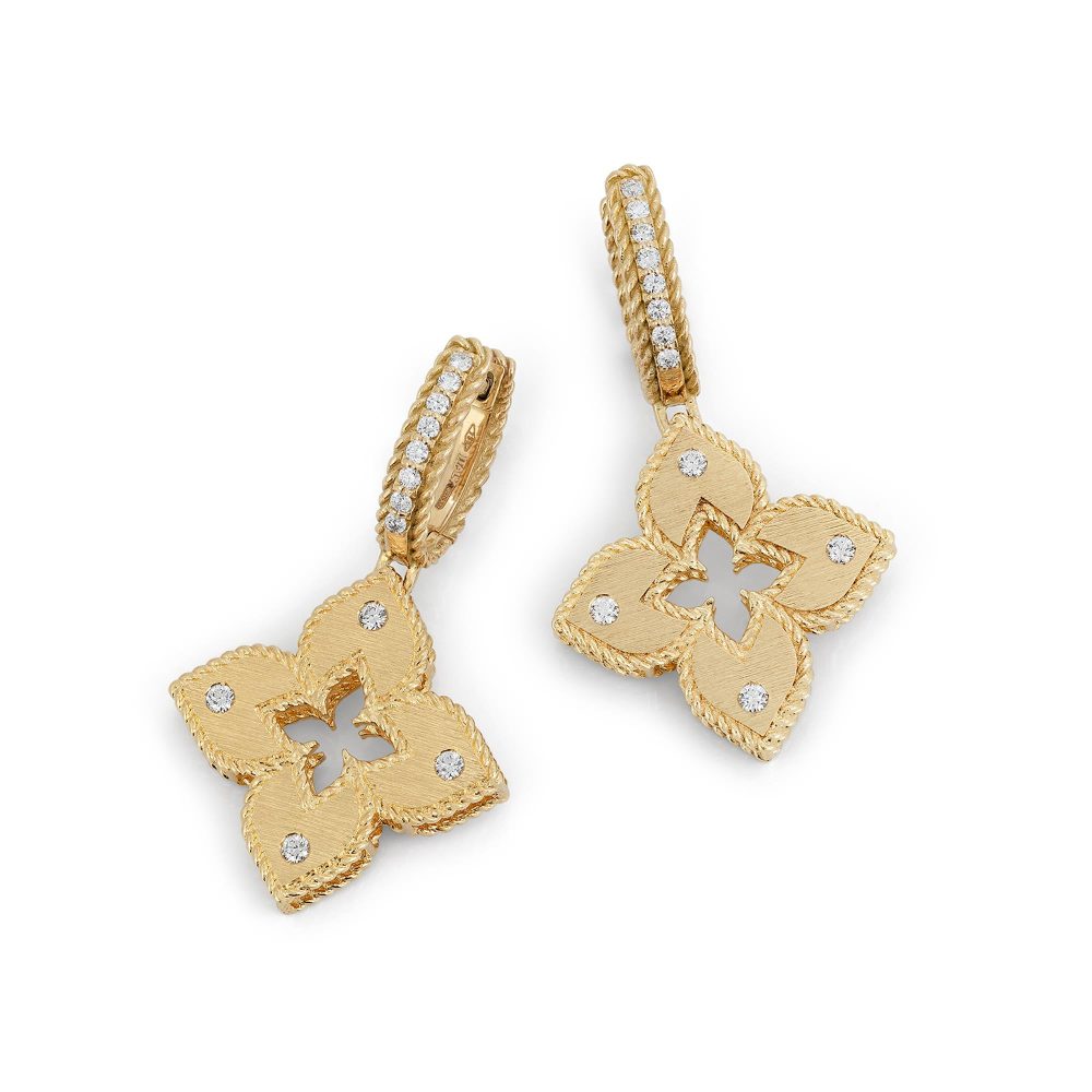 Серьги Venetian Princess из жёлтого золота 18k с бриллиантами и рубином.