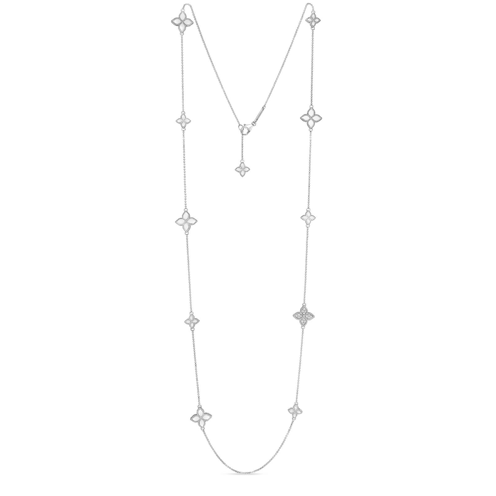 Princess Flower Κολιέ σε 18k Λευκό Χρυσό με Διαμάντια και Ρουμπίνι.