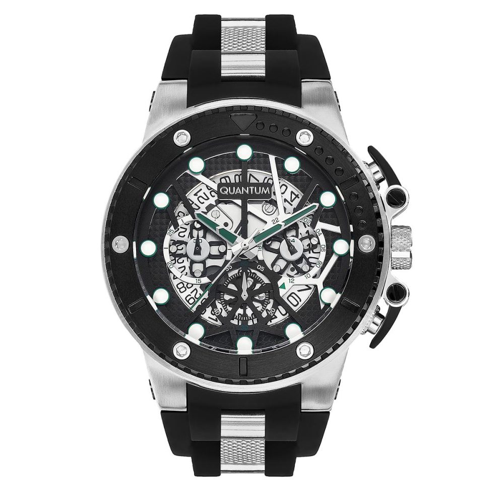 Quantum Hunter Αναλογικό Ρολόι,Χρονογράφος σε Ανοξείδωτο Ατσάλι Με Λουράκι Σιλικόνης 50 mm