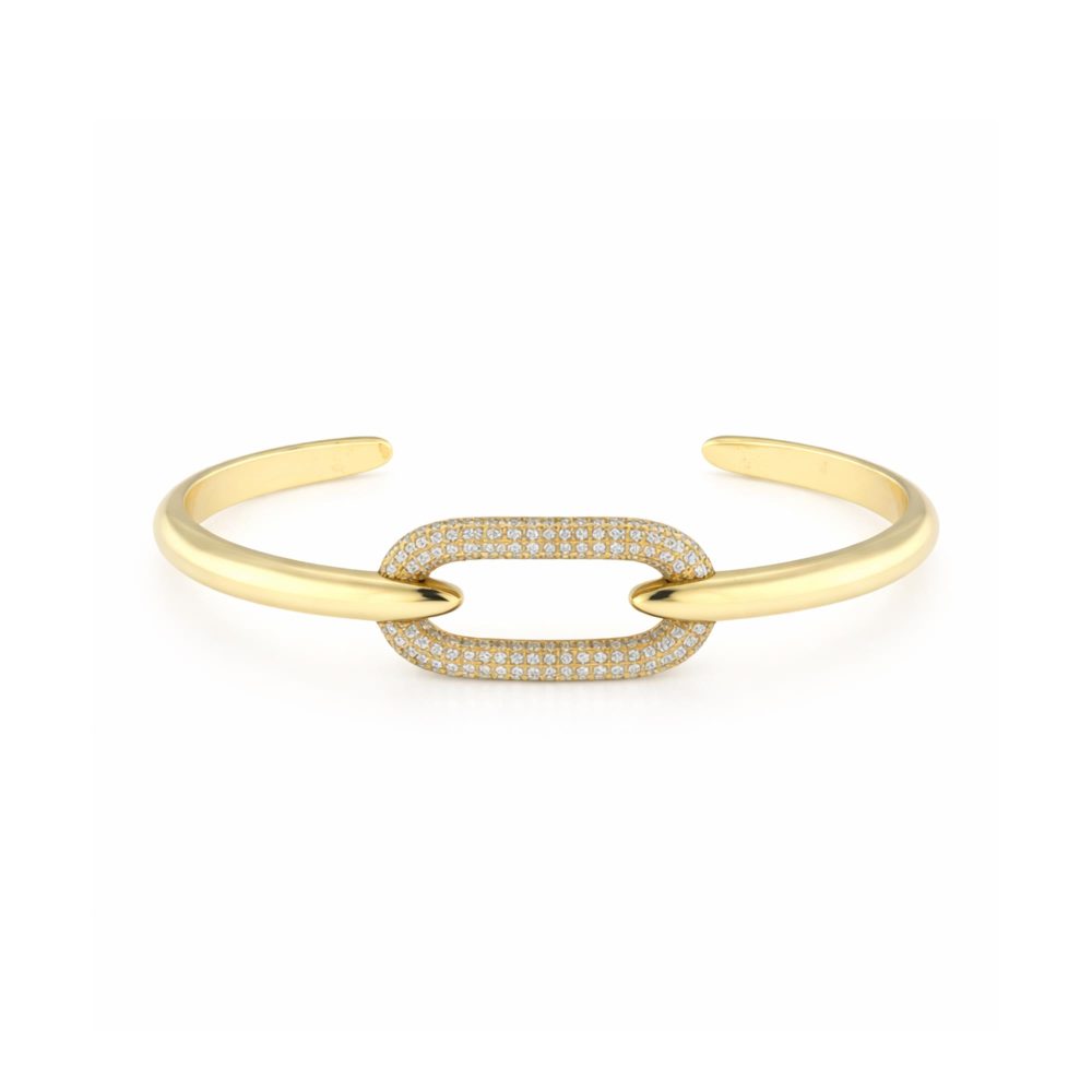 Ulysses Silver Βραχιόλι σε Επιχρυσωμένο Ασήμι 925 με Ζιργκόν 6,5cm