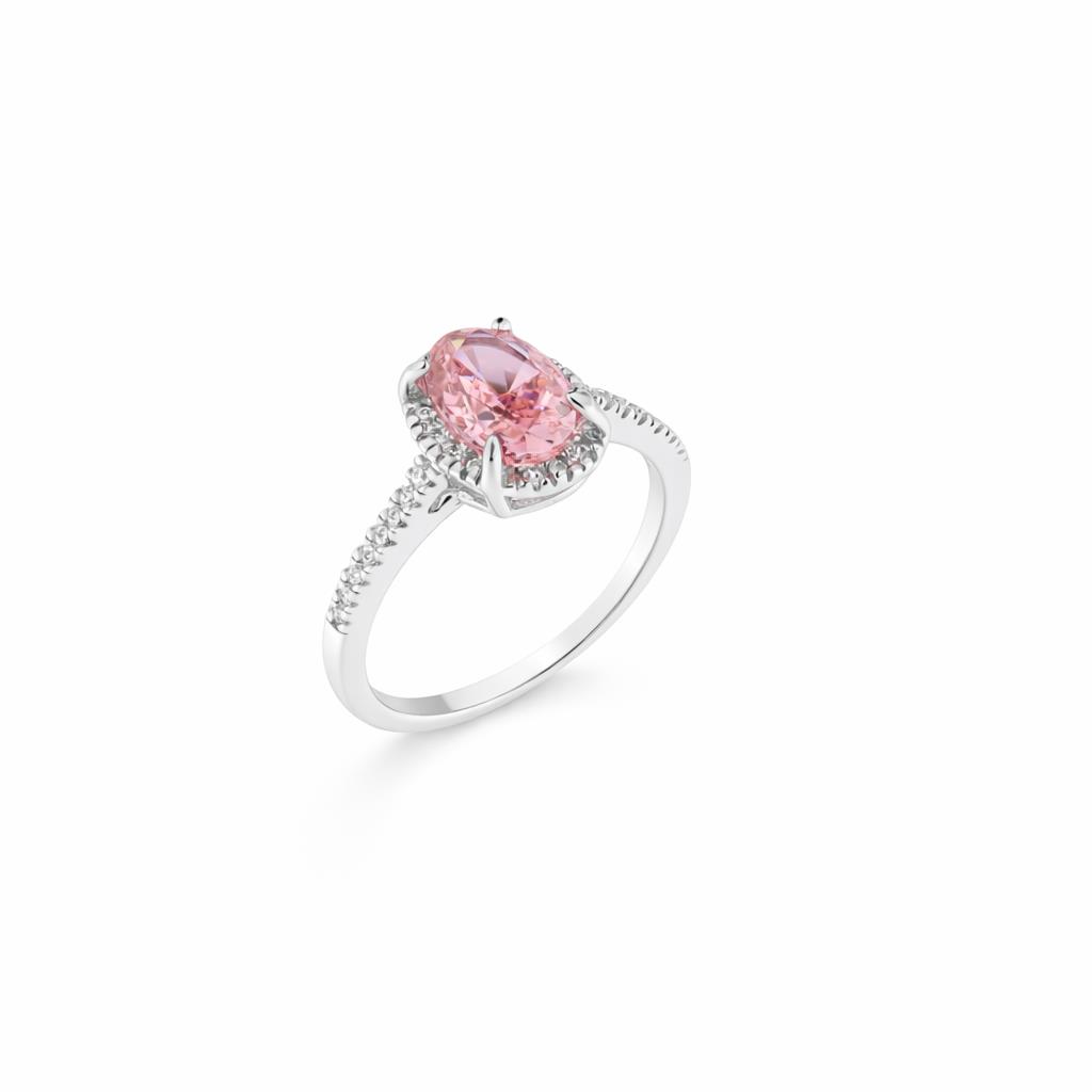 Ulysses Silver Ring in Silver 925 with Pink Zircon 15mm