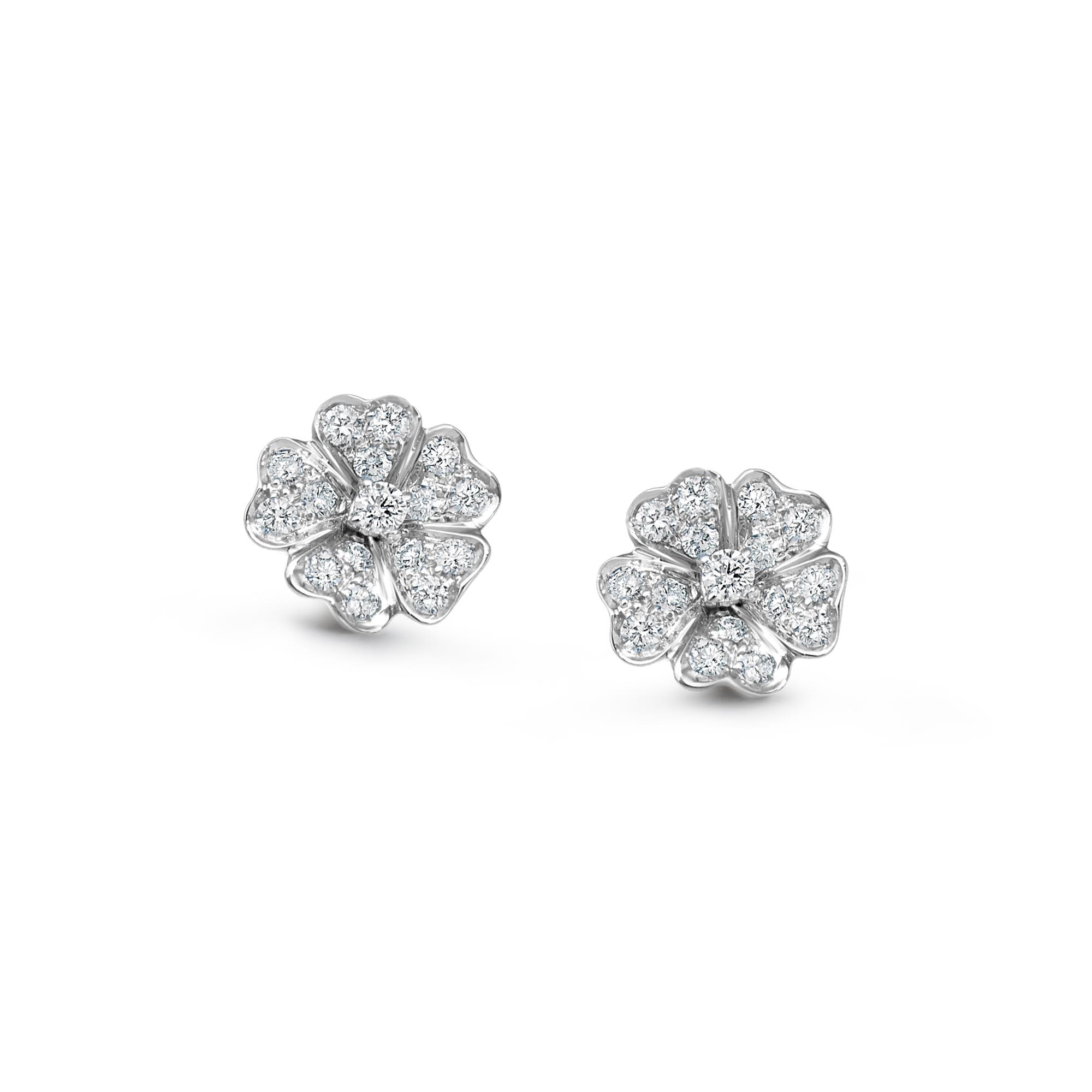 Flora Earrings in 18K White Gold with Diamonds