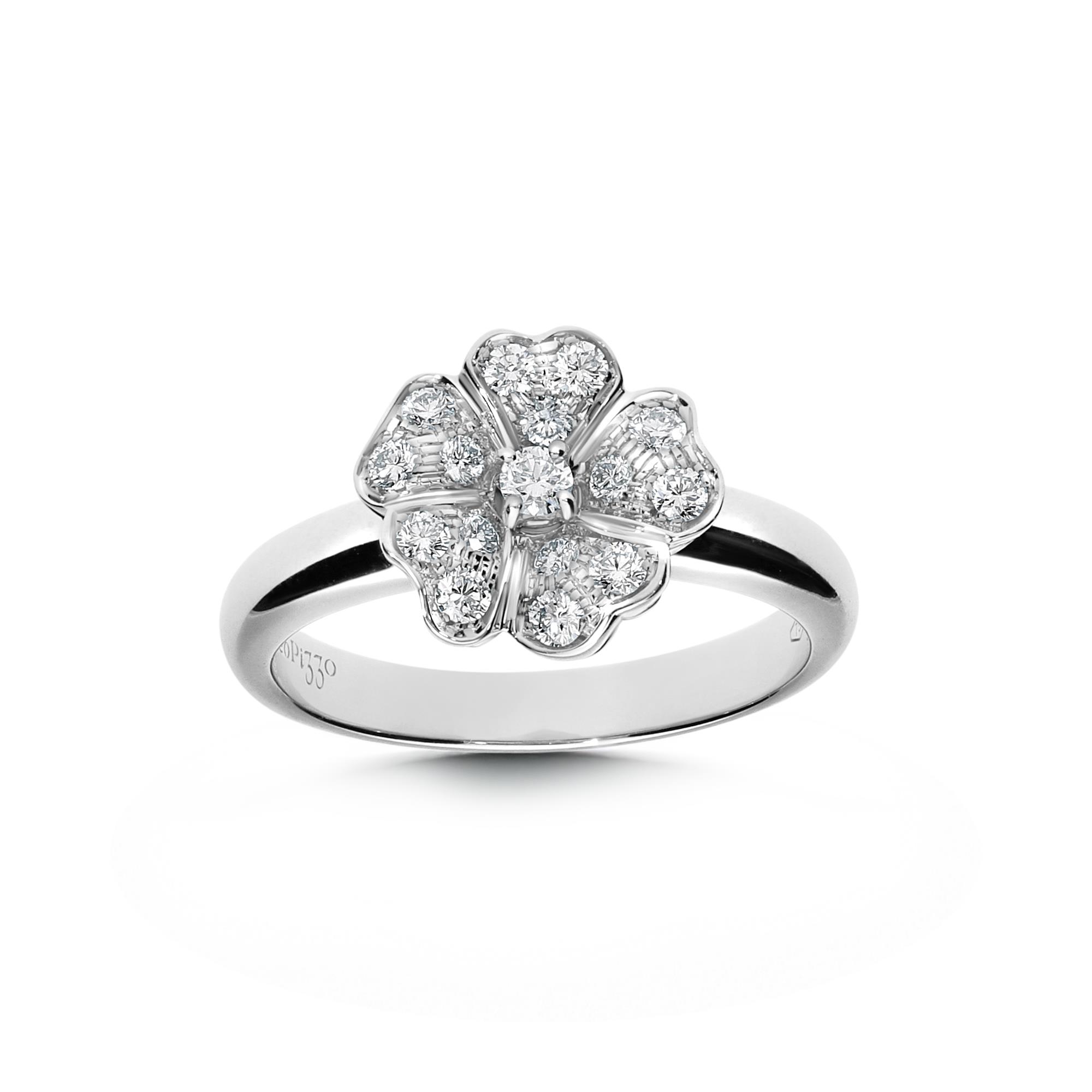 Flora Ring in 18K White Gold with Diamonds
