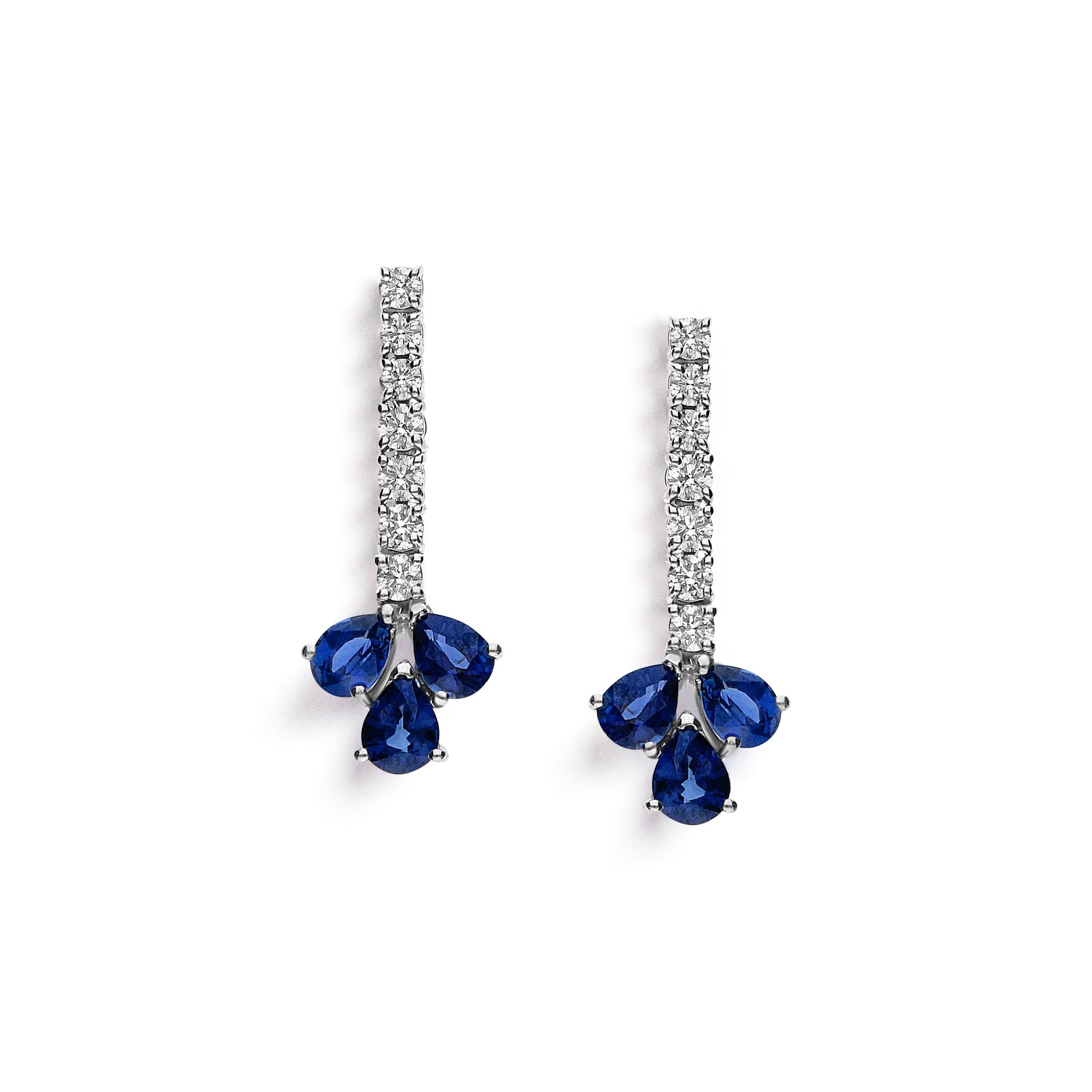 Earrings in 18K White Gold with Sapphires and Diamonds