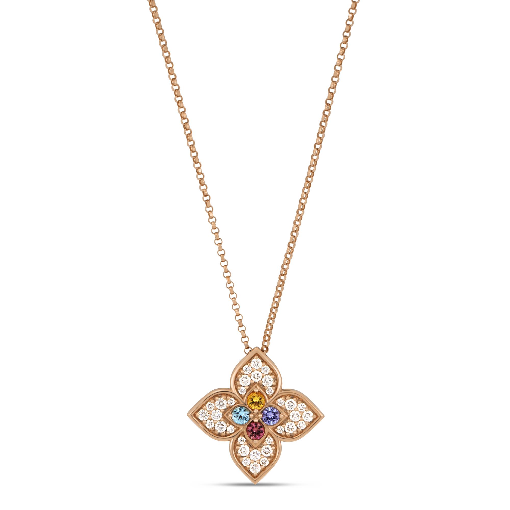 Venetian Princess Ring in 18K Rose Gold with Diamonds, Ruby, Tanzanite, Swiss Blue Topaz, Rubellite and Citrine.