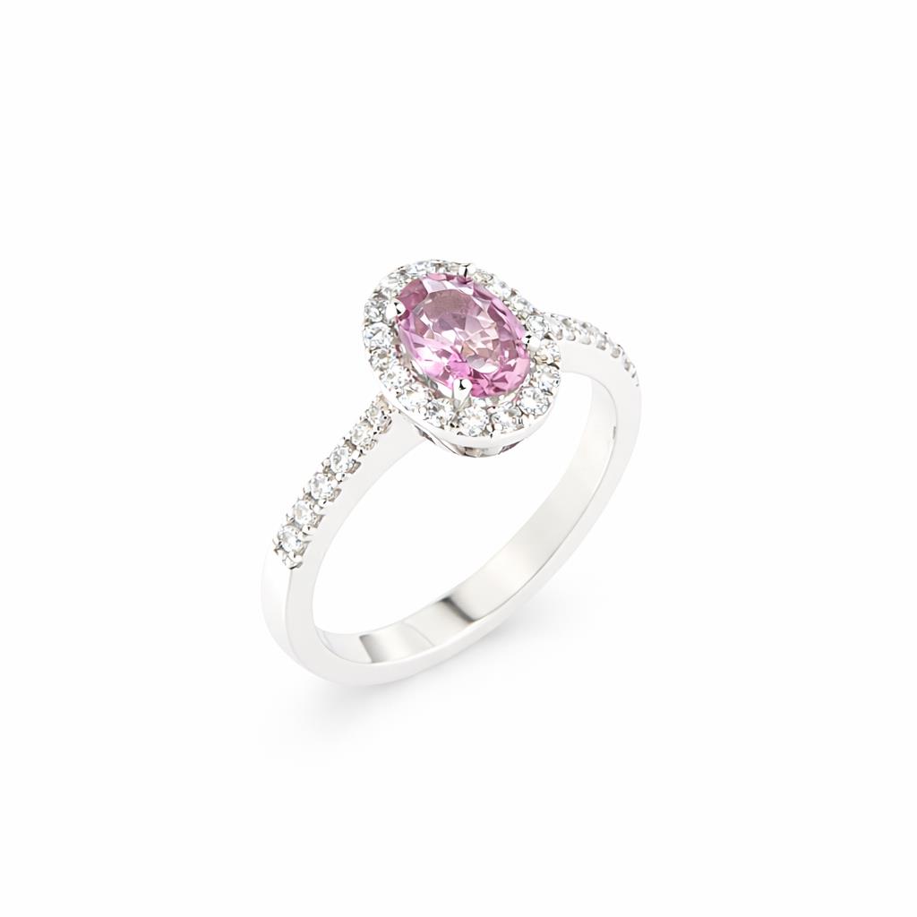 Ulysses Ring in 18K White Gold with Diamonds and Pink Sapphire 15mm