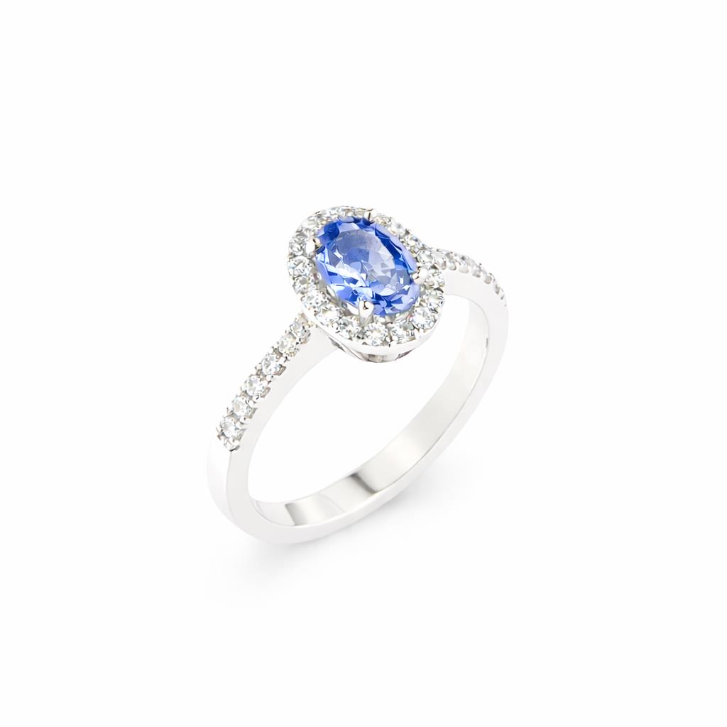 Ulysses Ring in 18K White Gold with Diamonds and Sapphire 15mm