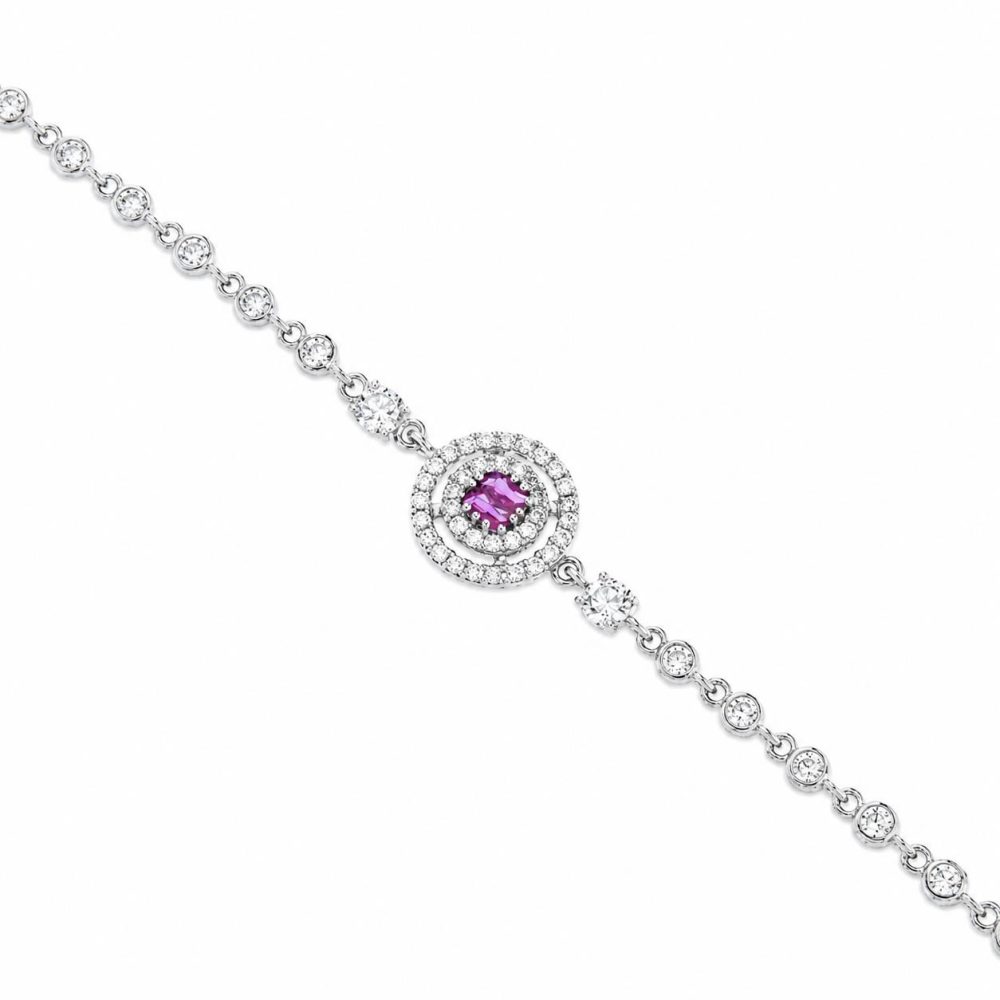 Bracelet in Silver 925 with White and Pink Zircon 21cm