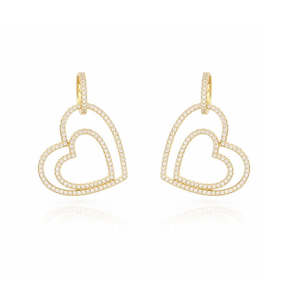 Ulysses Silver Earrings in Gold-Plated Silver 925 with Zircon 3cm