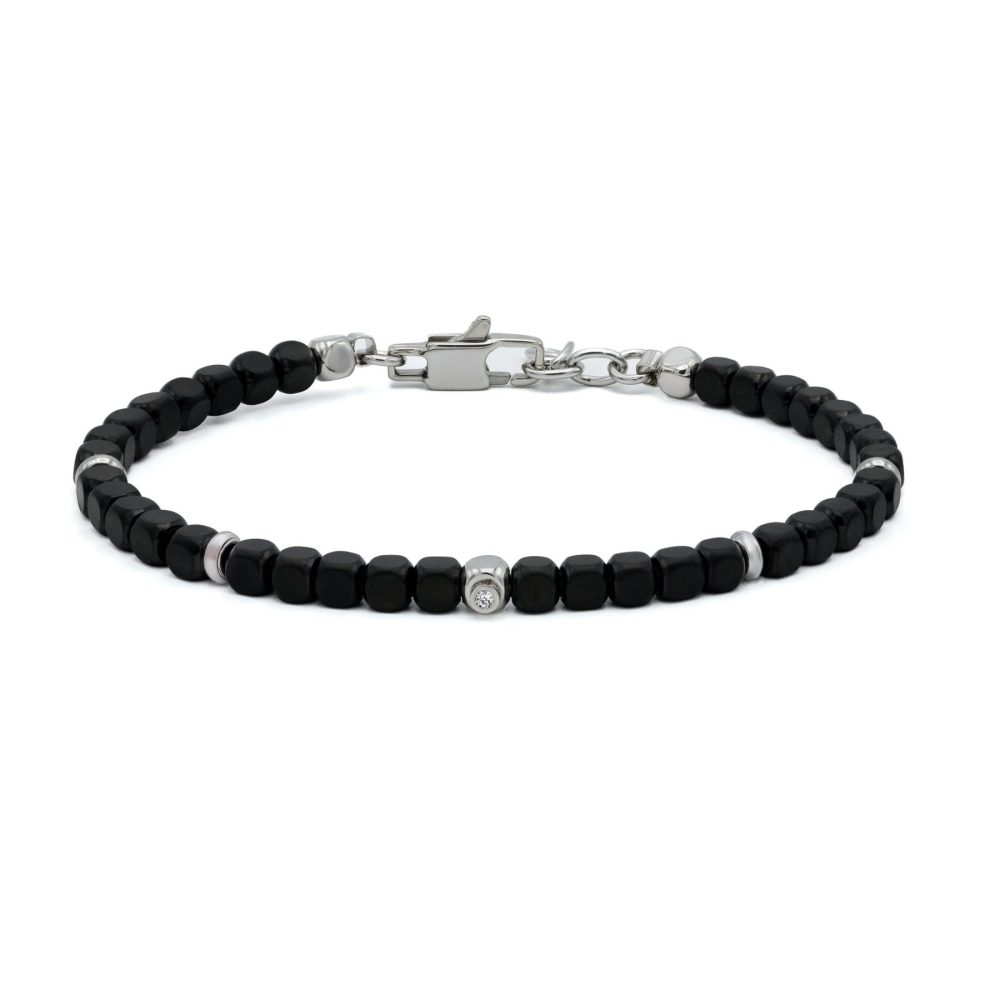 Браслет H2On из нержавеющей стали с кубиками, покрытыми черным PVD-покрытием, и цирконами