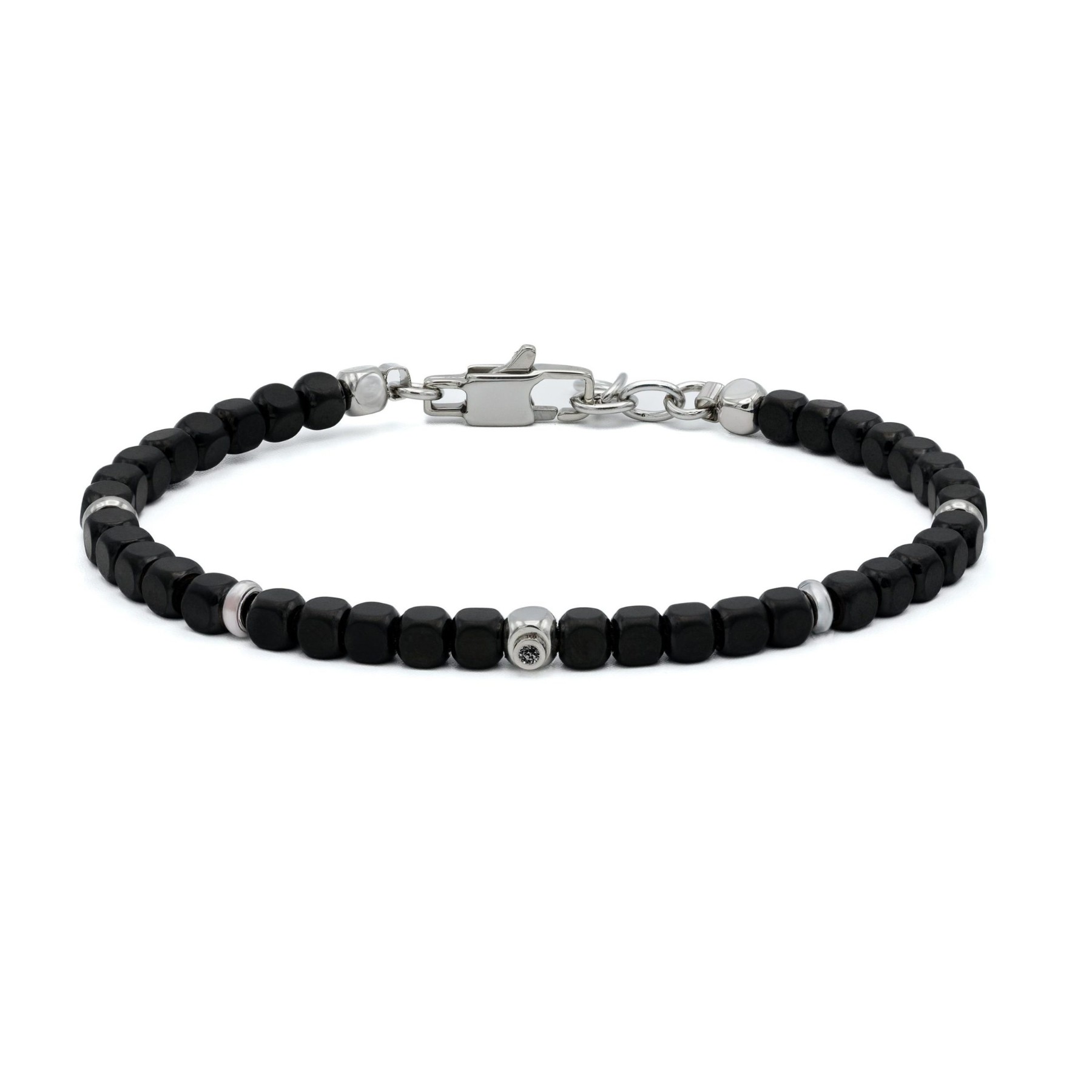 Η2On Bracelet in Stainless Steel with Black PVD and Black Zircon