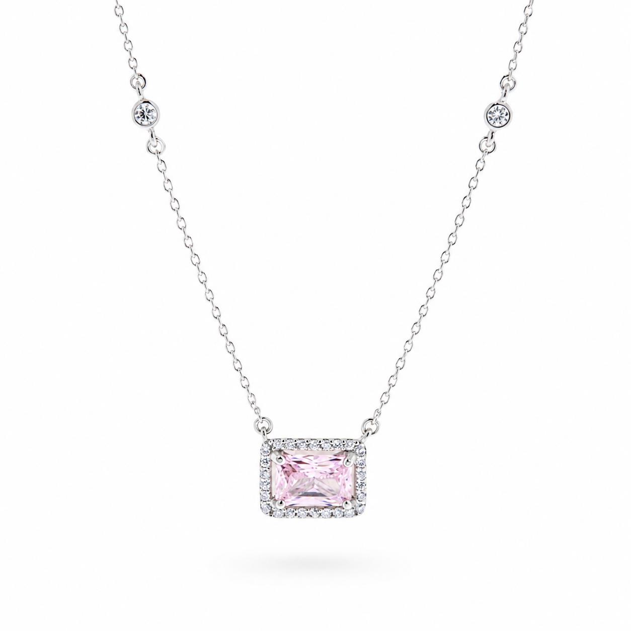 Necklace in Silver 925 with White and Pink Zircon 45cmRussian: